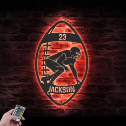 american football custom metal wall art led light player name sign 6