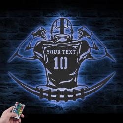 american football custom metal wall art led light player sport name sign 3
