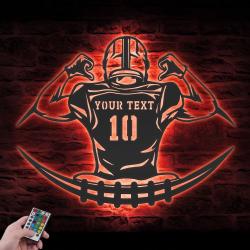 american football custom metal wall art led light player sport name sign 4