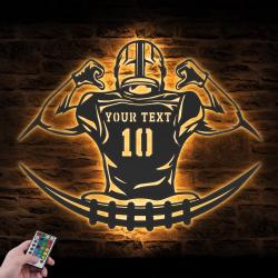 american football custom metal wall art led light player sport name sign 5
