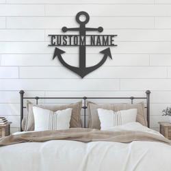 anchor custom metal wall art led light nautical name sign 6