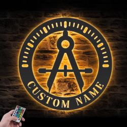 architect custom metal wall art led light interior designer name sign 2