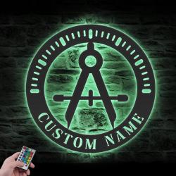 architect custom metal wall art led light interior designer name sign 5