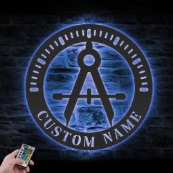 architect custom metal wall art led light interior designer name sign 6