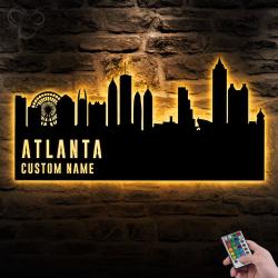 atlanta skyline custom metal wall art led light cityscape name sign 2