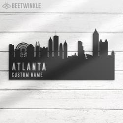 atlanta skyline custom metal wall art led light cityscape name sign 3