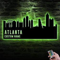 atlanta skyline custom metal wall art led light cityscape name sign 5