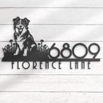 australian shepherd house number custom metal address sign dog home number 1