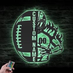 ball american football custom metal wall art led light player name sign 3