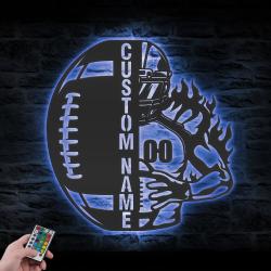 ball american football custom metal wall art led light player name sign 4