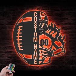 ball american football custom metal wall art led light player name sign 5