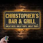 bar and grill custom metal wall art led light barbecue decoration 1