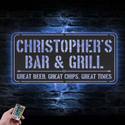 bar and grill custom metal wall art led light barbecue decoration 5