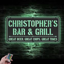 bar and grill custom metal wall art led light barbecue decoration 6