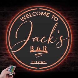 basement bar custom metal wall art led light home pub name sign 2