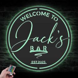 basement bar custom metal wall art led light home pub name sign 3