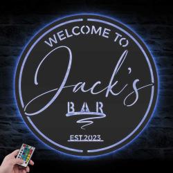 basement bar custom metal wall art led light home pub name sign 4