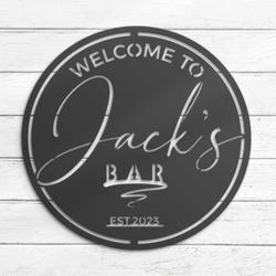 basement bar custom metal wall art led light home pub name sign 5