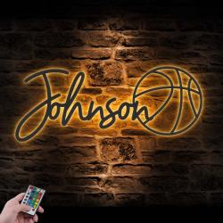 basketball custom metal wall art led light player lover sign home 2