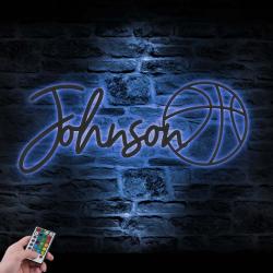 basketball custom metal wall art led light player lover sign home 5