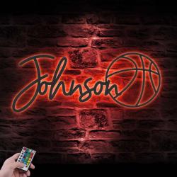 basketball custom metal wall art led light player lover sign home 6