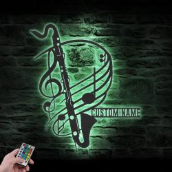 bass clarinet musical instrument custom metal wall art led light 2