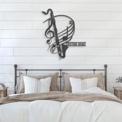 bass clarinet musical instrument custom metal wall art led light 3