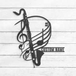 bass clarinet musical instrument custom metal wall art led light 4