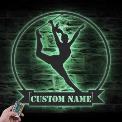 baton twirling custom metal wall art led light player name sign 3