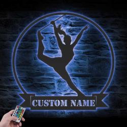 baton twirling custom metal wall art led light player name sign 4