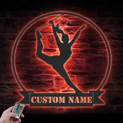baton twirling custom metal wall art led light player name sign 5