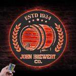 beer bar custom metal wall art led light brewing company name sign 1