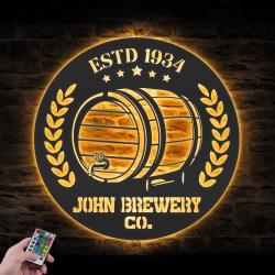 beer bar custom metal wall art led light brewing company name sign 2