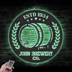 beer bar custom metal wall art led light brewing company name sign 5