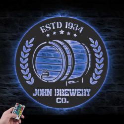 beer bar custom metal wall art led light brewing company name sign 6