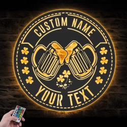 beer bar pub shamrock custom metal wall art led light 2