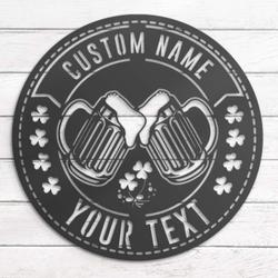 beer bar pub shamrock custom metal wall art led light 3