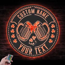 beer bar pub shamrock custom metal wall art led light 4