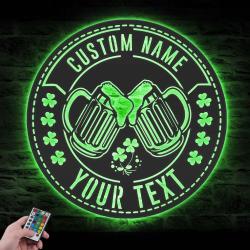 beer bar pub shamrock custom metal wall art led light 5