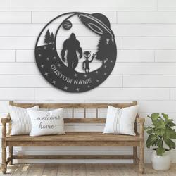 bigfoot ailen ufo custom metal wall art led light sasquatch name sign 3