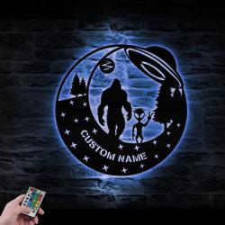 bigfoot ailen ufo custom metal wall art led light sasquatch name sign 4