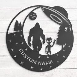 bigfoot ailen ufo custom metal wall art led light sasquatch name sign 5