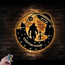 bigfoot ailen ufo custom metal wall art led light sasquatch name sign 6