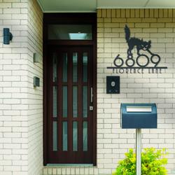 black cat house number custom metal address sign angry cat home number 3