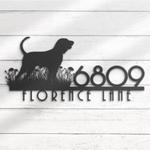 bluetick coonhound house number custom metal address sign dog home number 1