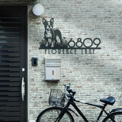 boston terrier house number custom metal address sign dog home number 2