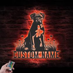 boxer dog led wall light custom metal art dog lovers