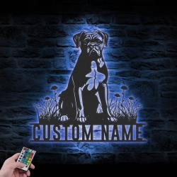 boxer dog metal wall art led personalized pet room decor