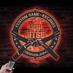 brazilian jiu jitsu belt custom metal wall art with led light 1