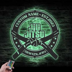 brazilian jiu jitsu belt custom metal wall art with led light 5